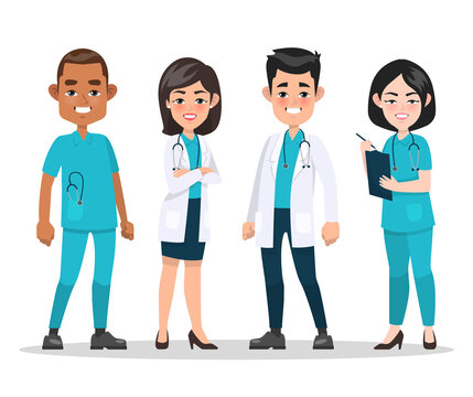Medical profesionals doctors and nurse illustration design