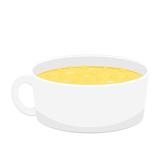 Corn soup vector. Corn soup in bowl.