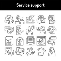 Service support line icons set. Isolated vector element.