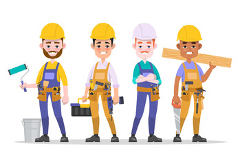 Contruction team set, electrician, painting, builder, carpenter service design