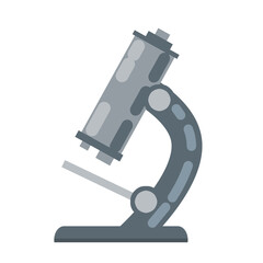 Microscope. Scientific equipment of laboratory. Study of the microcosm. Magnifying glass. Flat cartoon icon. Education and science