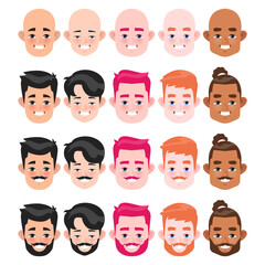 Face man set collection flat design
