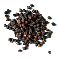 black pepper on white background