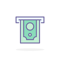 Money withdrawal icon in filled outline style.