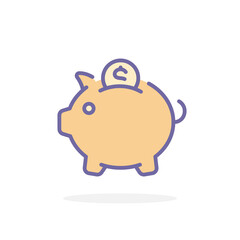 Piggy bank icon in filled outline style.