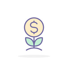 Money plant icon in filled outline style.