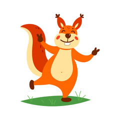 Cute squirrel on a white background. Vector illustration