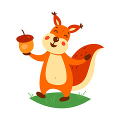 Cute squirrel on a white background. Vector illustration