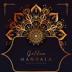  Mandala design background with golden arabesque pattern Arabic Islamic east style. Ornamental luxury mandala design