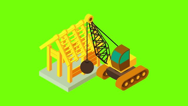 Dismantling icon animation cartoon best object on green screen background