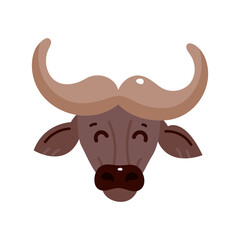 Bison icon. Vector illustration of american bison, standing in profile, in trendy flat style. Isolated on white