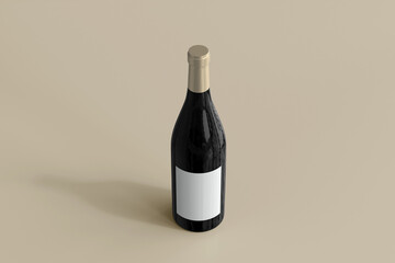 Red Wine Bottle with Empty Label