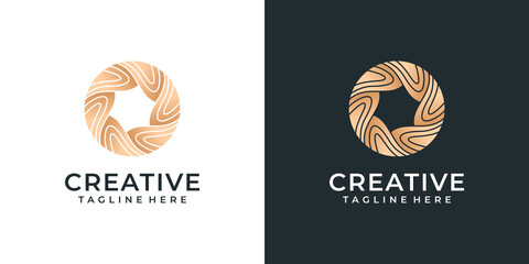 Creative abstract gold gradient ornament logo design vector template