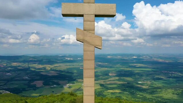 Memorial cross at Okolchitsa peak in Bulgaria