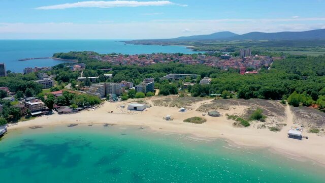 Aerial view of Atliman beach in Kiten, Bulgaria