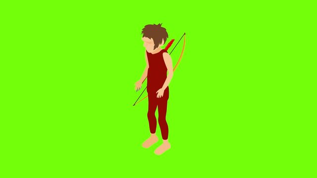Primitive hunter icon animation cartoon best object on green screen background