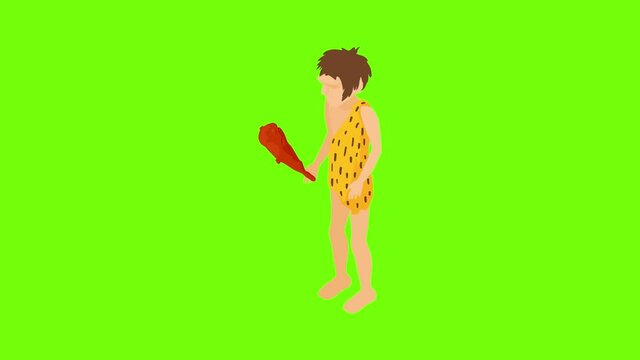 Ancient hunter icon animation cartoon best object on green screen background