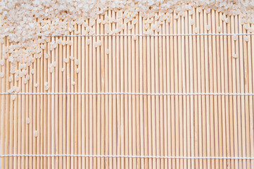 Rice on a bamboo mat for making sushi
