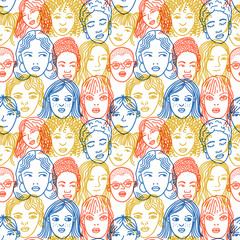 Colorful overlapping faces pattern.