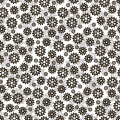 Gears seamless pattern. Vector drawing of factory gear wheels. Mechanical gear. The image of the gear.