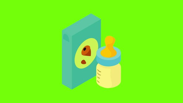 Baby food icon animation cartoon best object on green screen background