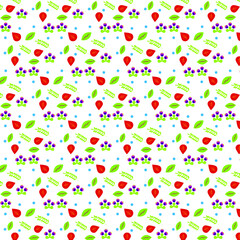 Abstraction from berries and leaves. Figured pattern. Seamless pattern with flowers .