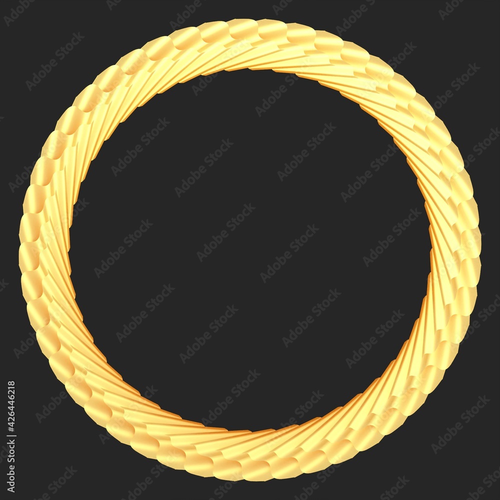 Poster yellow-gold abstract circular pattern of lines on a dark gray background. decorating. 3d rendering i