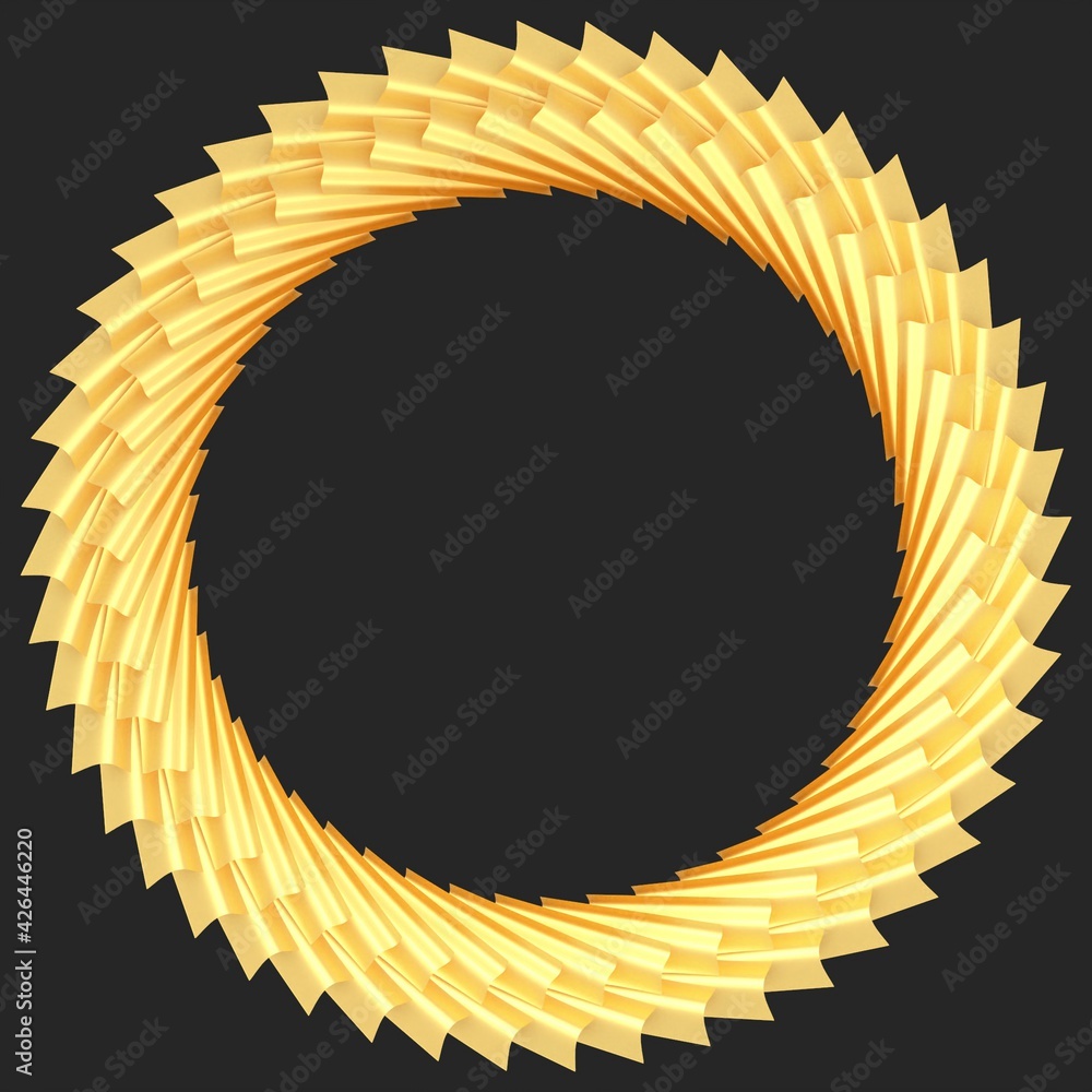 Poster yellow-gold abstract circular pattern of lines on a dark gray background. decorating. 3d rendering i