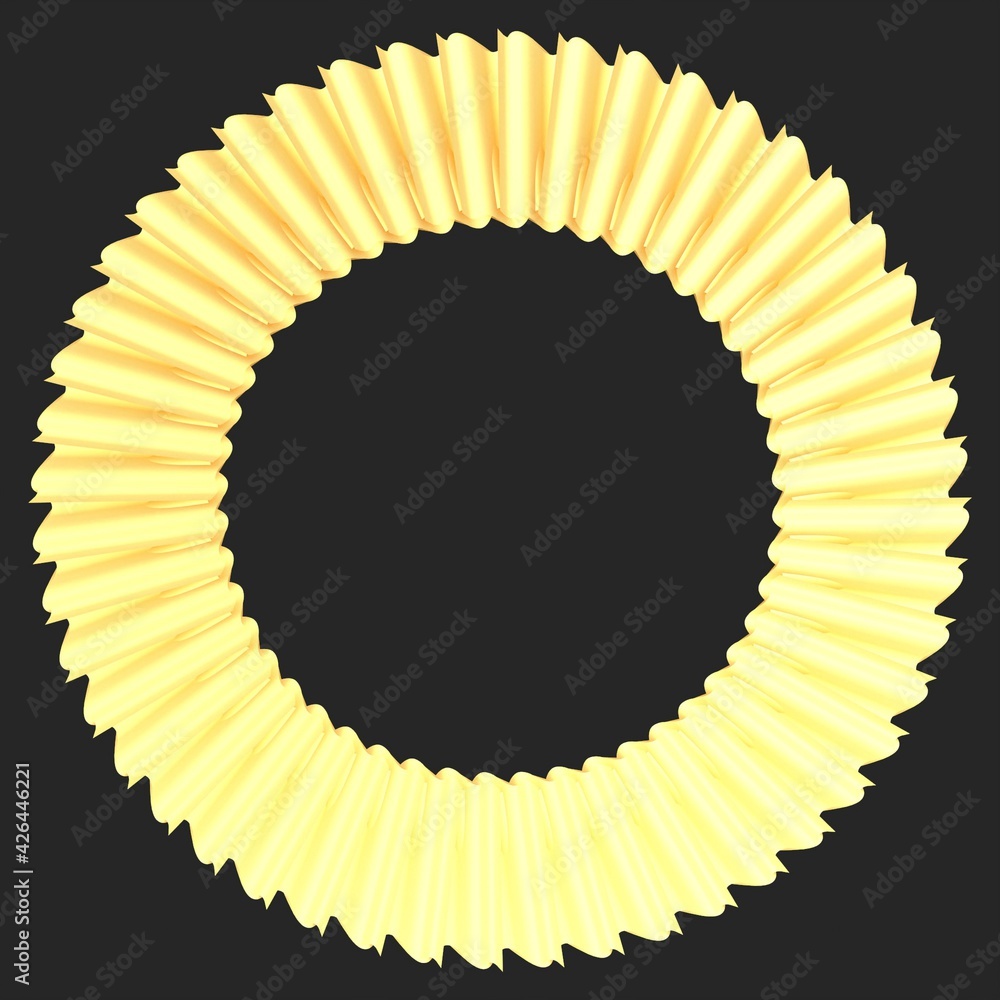 Poster yellow-gold abstract circular pattern of lines on a dark gray background. decorating. 3d rendering i