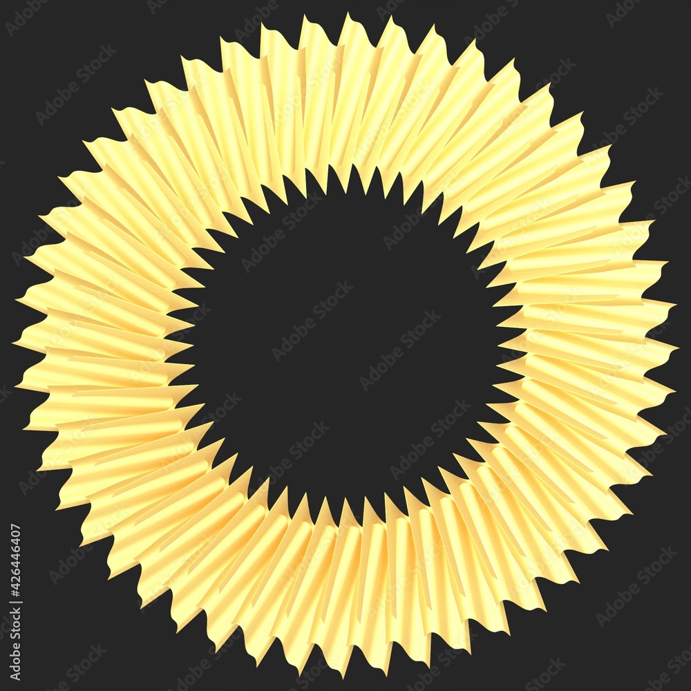 Poster yellow-gold abstract circular pattern of lines on a dark gray background. decorating. 3d rendering i