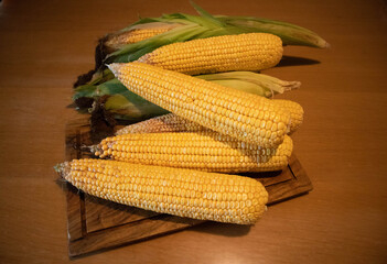 Fresh tender yellow corn on the cob