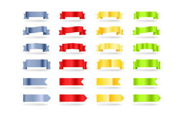 Color metallic banners set. Vector elements clipart isolated on transparent background