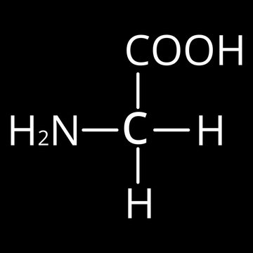 Amino acid Glycine. The chemical molecular formula of glycine is an amino acid. Vector illustration on isolated background