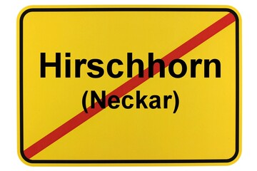Illustration eines Stadtausgangsschildes der Stadt Hirschhorn (Neckar)