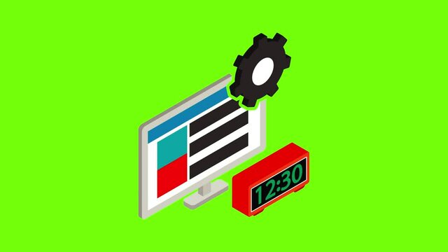 Website development icon animation cartoon best object on green screen background