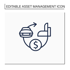 Assets expected life cycle line icon. Stages series assets management. Estimated useful life, total ownership cost. Business concept. Isolated vector illustration.Editable stroke