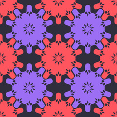 Seamless pattern with bright geometric ornament.