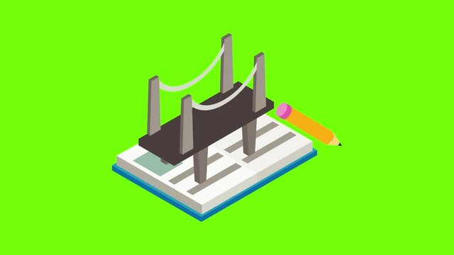 Architecture icon animation cartoon best object on green screen background