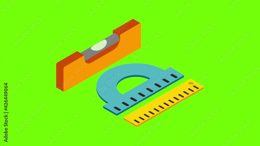 Poster measuring tool icon animation cartoon best object on green screen background