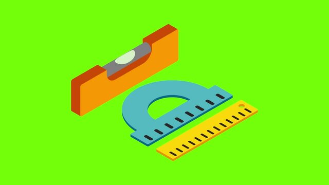 Measuring tool icon animation cartoon best object on green screen background