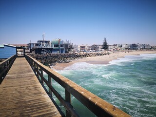 view from the pier to swakopmund in namibia 