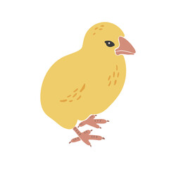 Abstract chicken silhouette, boho yellow isolated chick, Easter traditional elements, Easter chicken decoration, funny chick, vector illustration