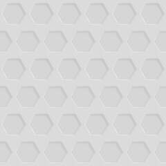 Abstract seamless pattern with hexagon holes in white colors