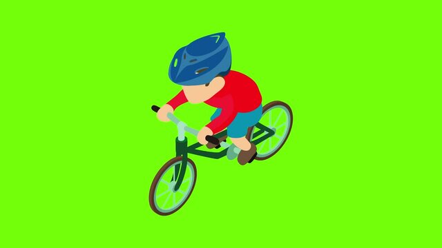 Bicyclist icon animation cartoon best object on green screen background