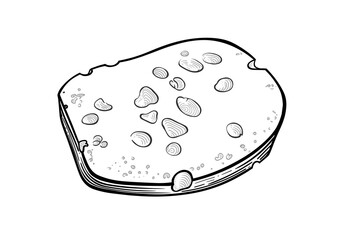 A large, shapeless piece of Radamer cheese. Vector illustration in a graphic linear style. EPS 10.