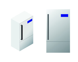 A vector of flat and isometric of smart home refrigerator on white background. Refrigerator is part of internet of things technology.