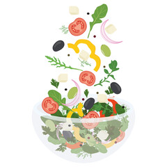 Fresh vegetable and green leaf salad dish.