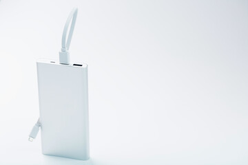Gray Power Bank on white background free space