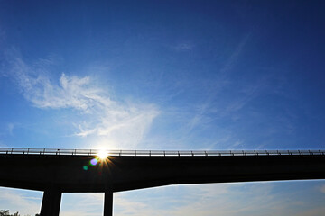Bottom views of the Viadana bridge over the po river, Italy