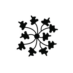 Plant illustration, vector leaves with different shapes and sizes around the axis